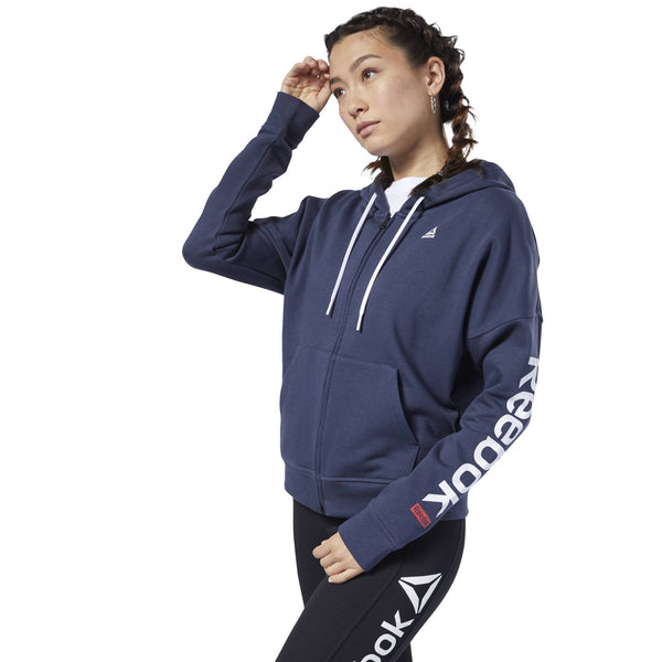 Reebok Women Training Essentials Full Zip Sweater Navy