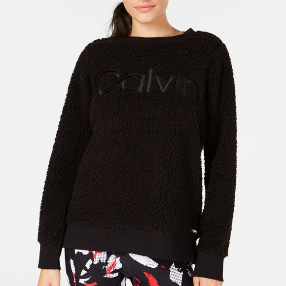 Calvin Klein Black Sherpa teddy bear  pullover