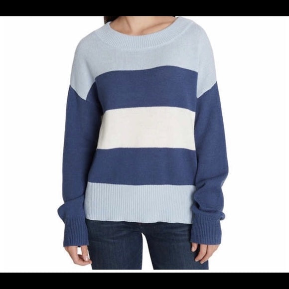 Lucky Brand Colorblock Pullover Sweater Blue Multi
