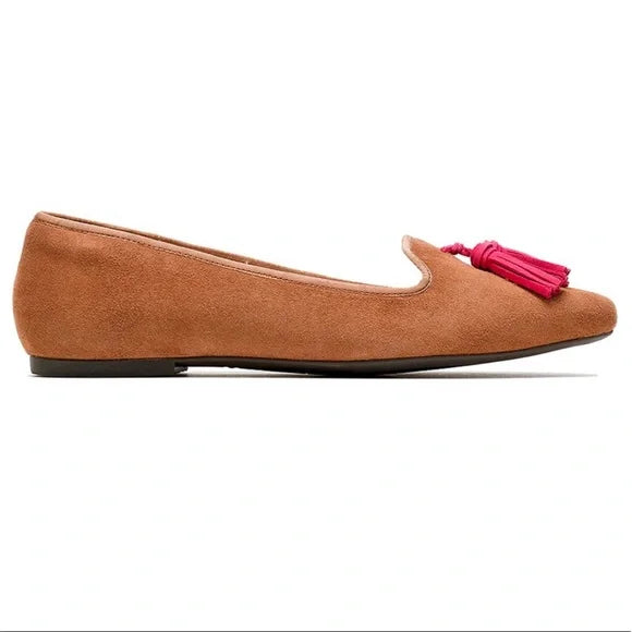Hush Puppies Women's Sadie Tan Suede Tassel Slip-On Shoes