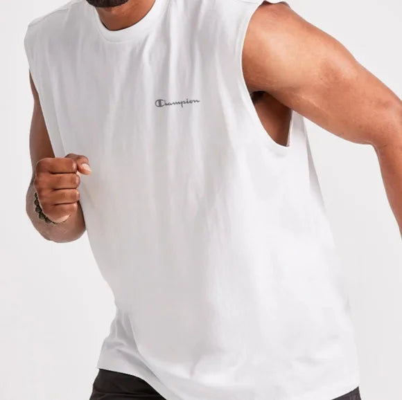champion men's Sleeveless tee white