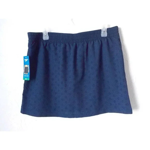 Speedo Women Solid Blue SkIrt UPF+ 50 Protection Elastic Waist Perforated