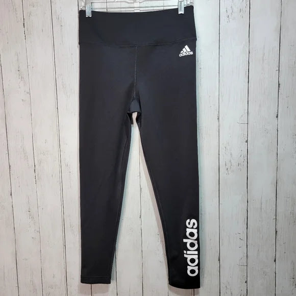 Adidas Women's Primegreen Black Aeroready ⅞ Length Spellout Leggings