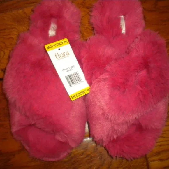 Flora Nikrooz Ladies Criss-Cross Slide Slippers, Mauve
