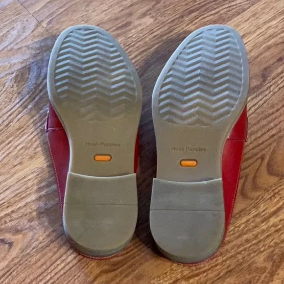 Hush Puppies bounce Red Leather Slip on Backless Shoes with Small Heel LNC
