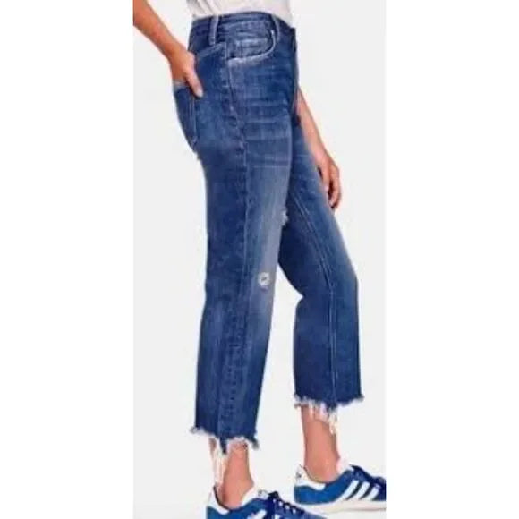 We the Free (Button Fly Distressed Raw Hem Jeans)