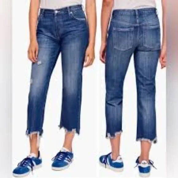 We the Free (Button Fly Distressed Raw Hem Jeans)