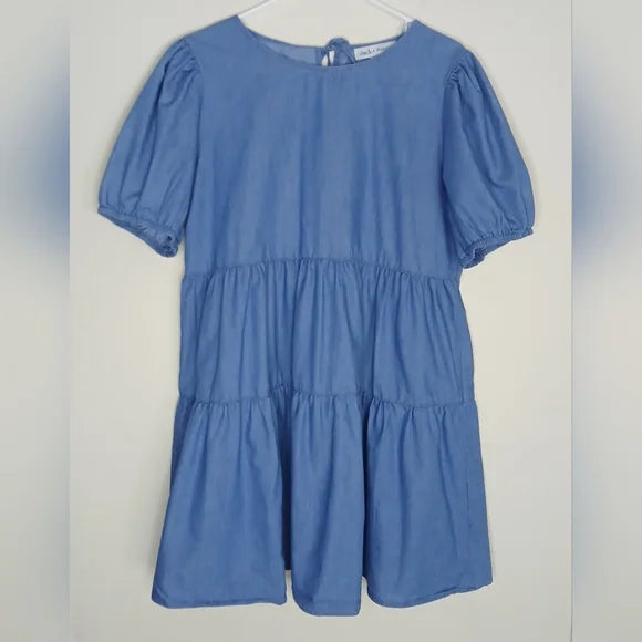 Jack + Avery Women Plus Dress Blue Chambray Cotton Poly RN# 160854