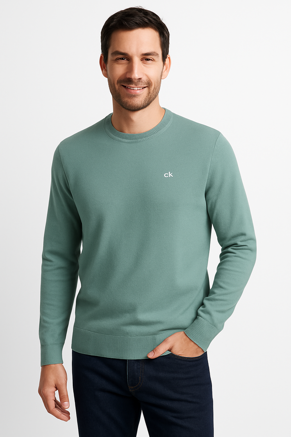 Calvin Klein Mens Knit Crew Neck Cotton CK Golf Sweater