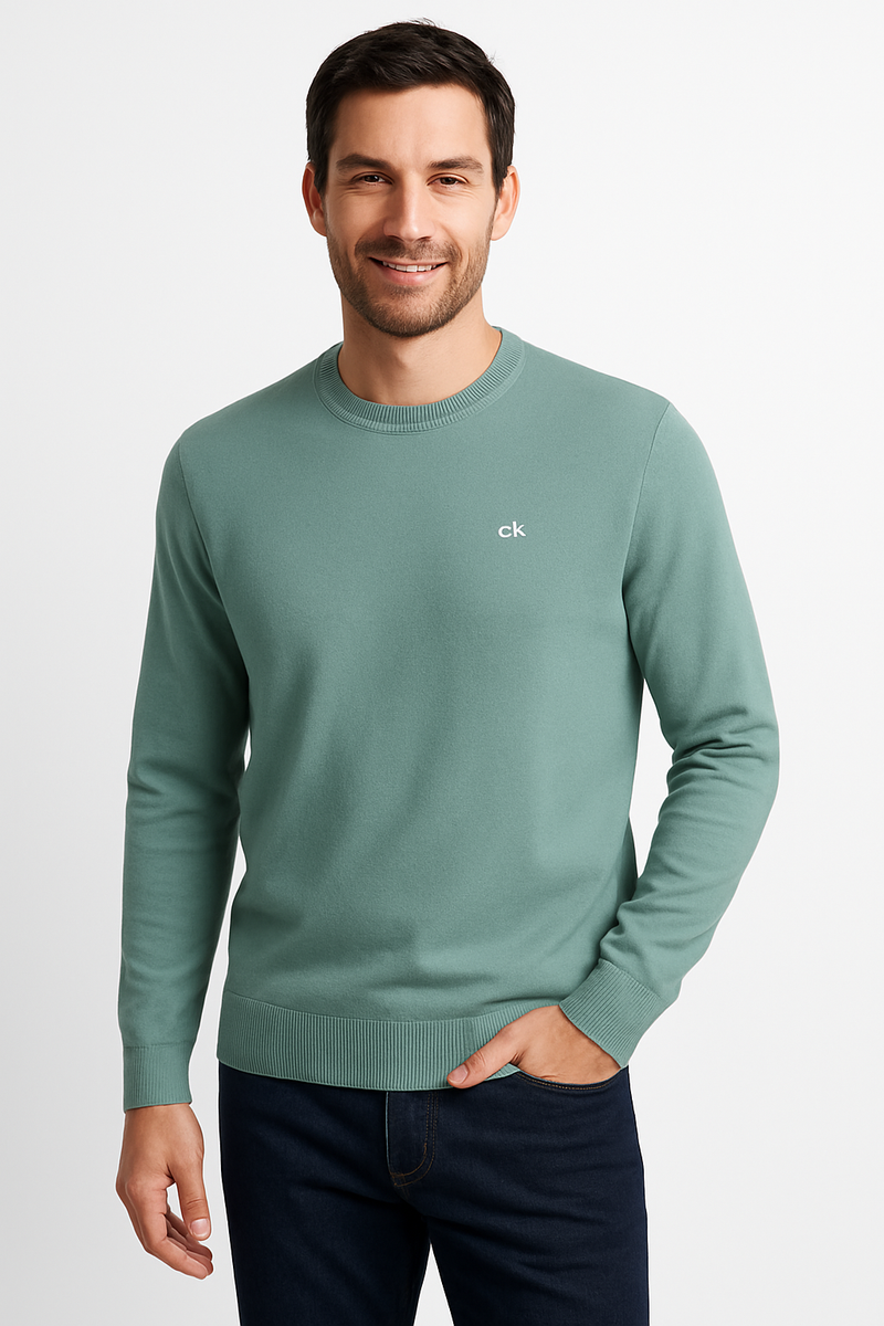 Calvin Klein Mens Knit Crew Neck Cotton CK Golf Sweater
