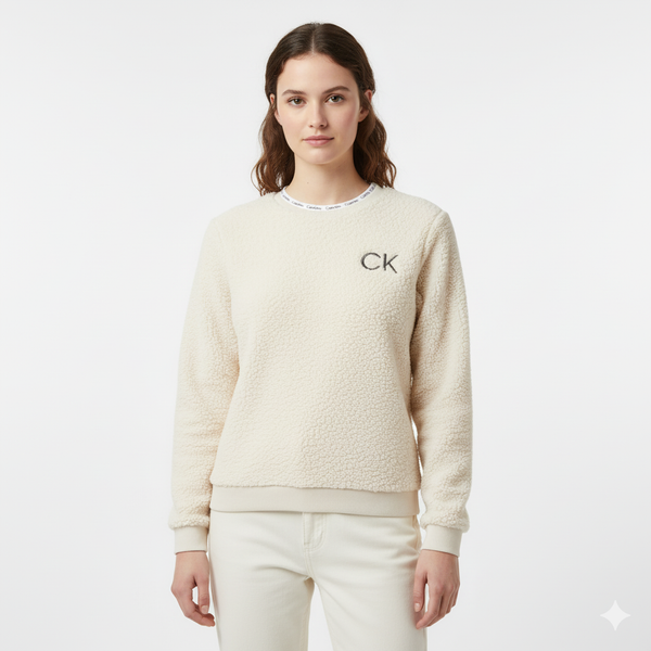CALVIN KLEIN  Fleece Fuzzy Crew Neck Sweatshirt Women's