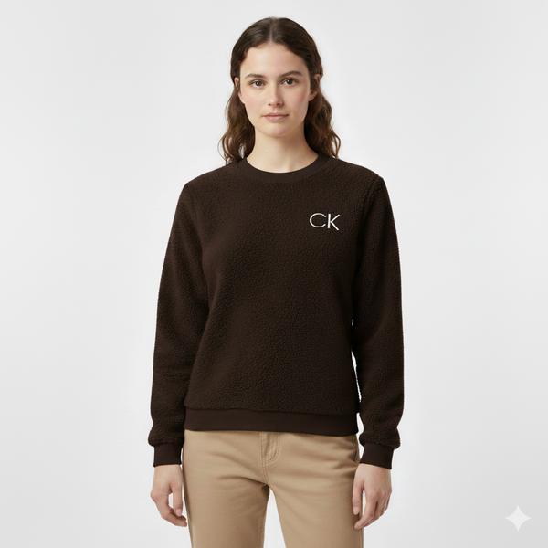 CALVIN KLEIN  Fleece Fuzzy Crew Neck Sweatshirt Women's