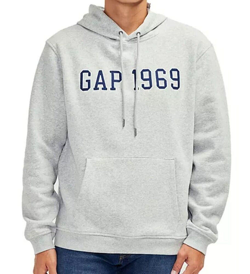 Gap 1969 Mens Applique Fleece Logo Hoodie Sweatshirt NWT Black Pullover