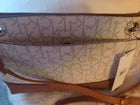 CALVIN KLEIN Women's CK Signature Crossbody BagPurse White Vanilla PVC Beige (CLEARANCE)