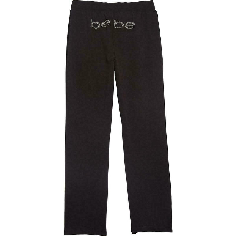 Bebe Sport Logo Velour Stripe Fleece Lined Track Sweatpants