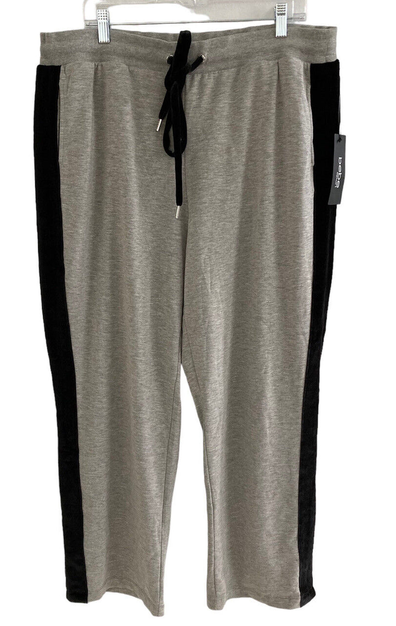 Bebe Sport Logo Velour Stripe Fleece Lined Track Sweatpants