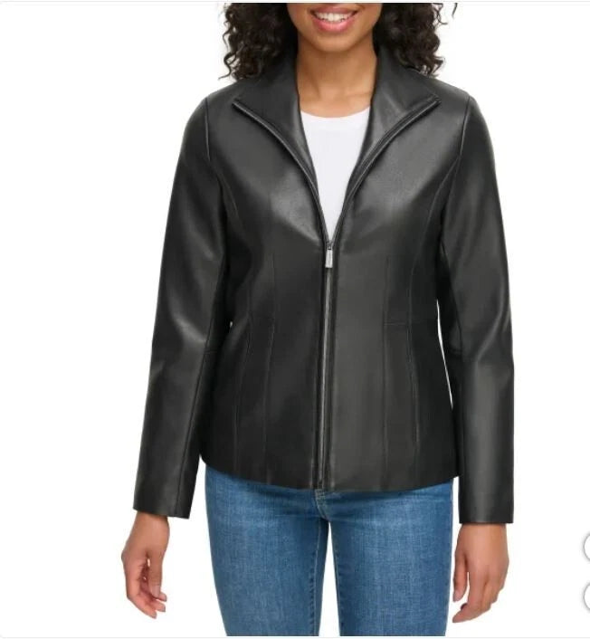 Kenneth Cole Ladies' Faux Black Leather Jacket