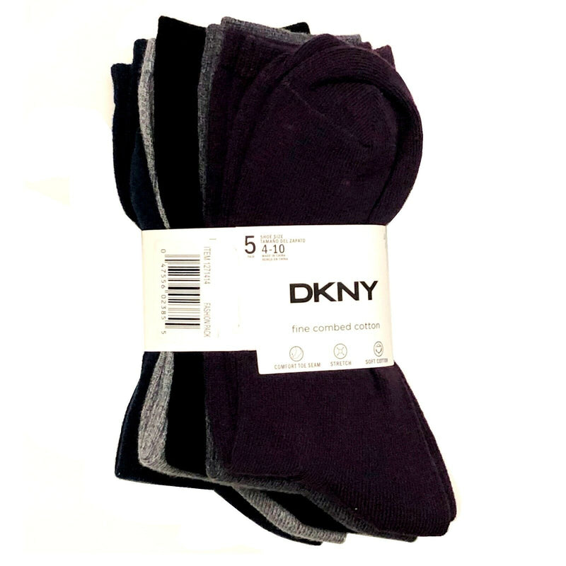 DKNY Women's Fine Combed Cotton Crew Socks 5-Pairs, Shoe Size 4-10, NO 1271414