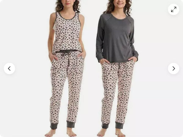 Live Love Lounge Women's 3 Piece Pajama Lounge Set, Chrchr/Pkhranml