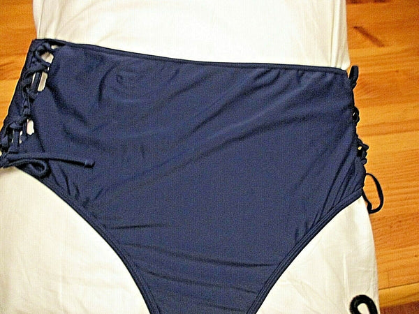 Island Soul Curves Bikini Tankini Bottom Lace Up Sides Stretch Deep Navy
