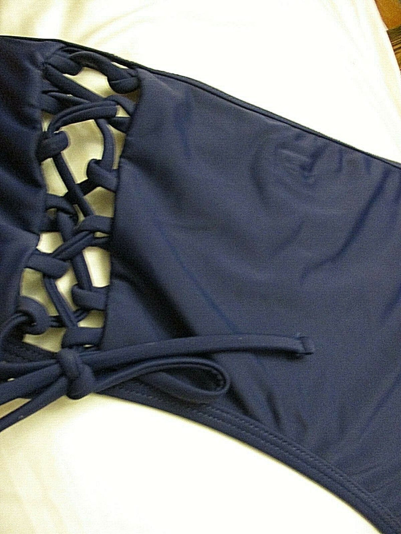 Island Soul Curves Bikini Tankini Bottom Lace Up Sides Stretch Deep Navy