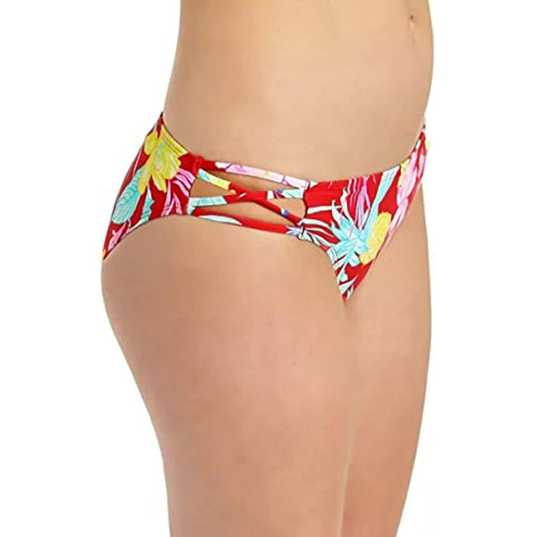 California Waves Tropic Printed Strappy-Side Hipster Bikini Bottoms Multicolor