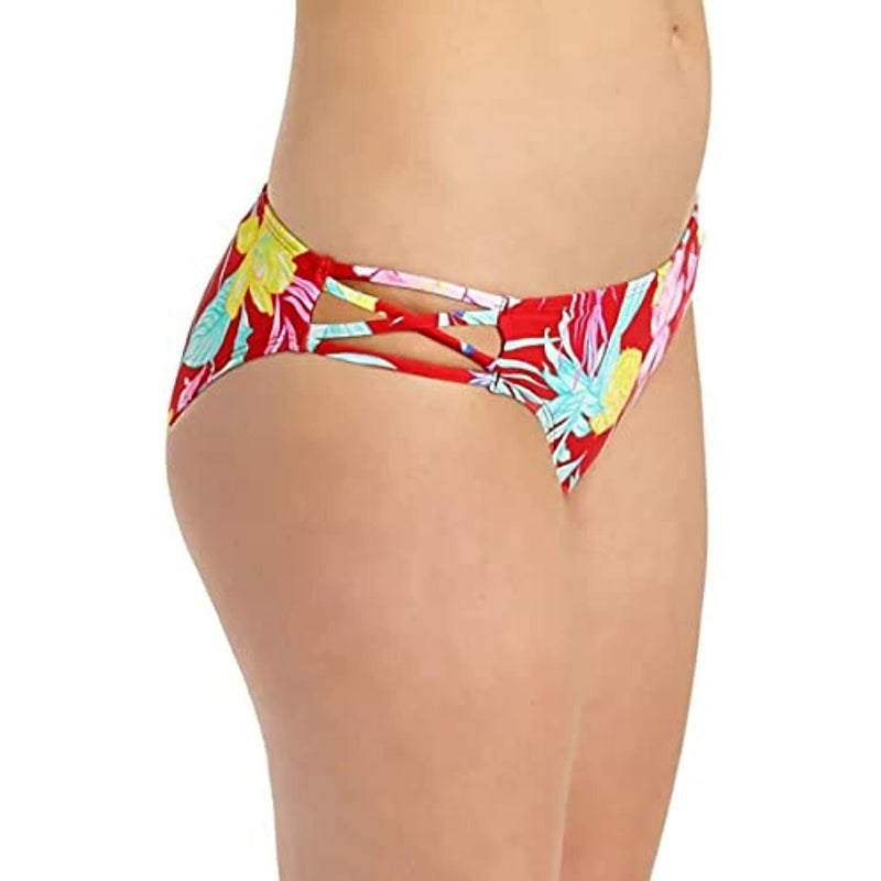 California Waves Tropic Printed Strappy-Side Hipster Bikini Bottoms Multicolor