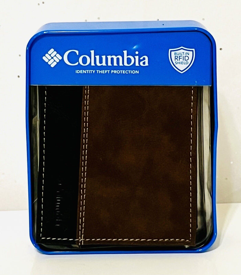 Columbia Mens Bifold Leather RFID Security Wallet Brown/black 31cp220011