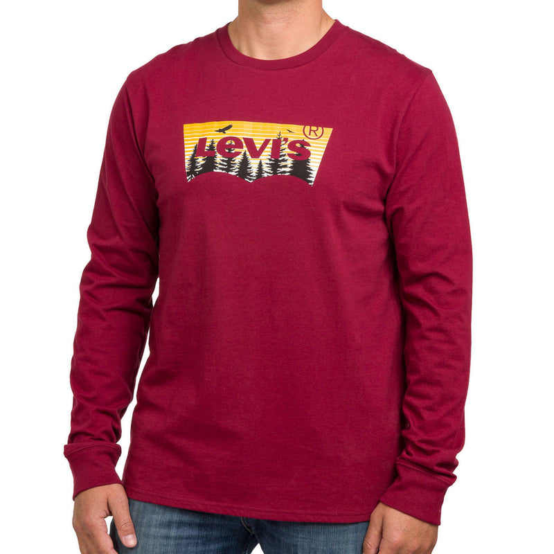 Levi's Men's Long Sleeve Burgundy Graphic Tee Small New With Tags