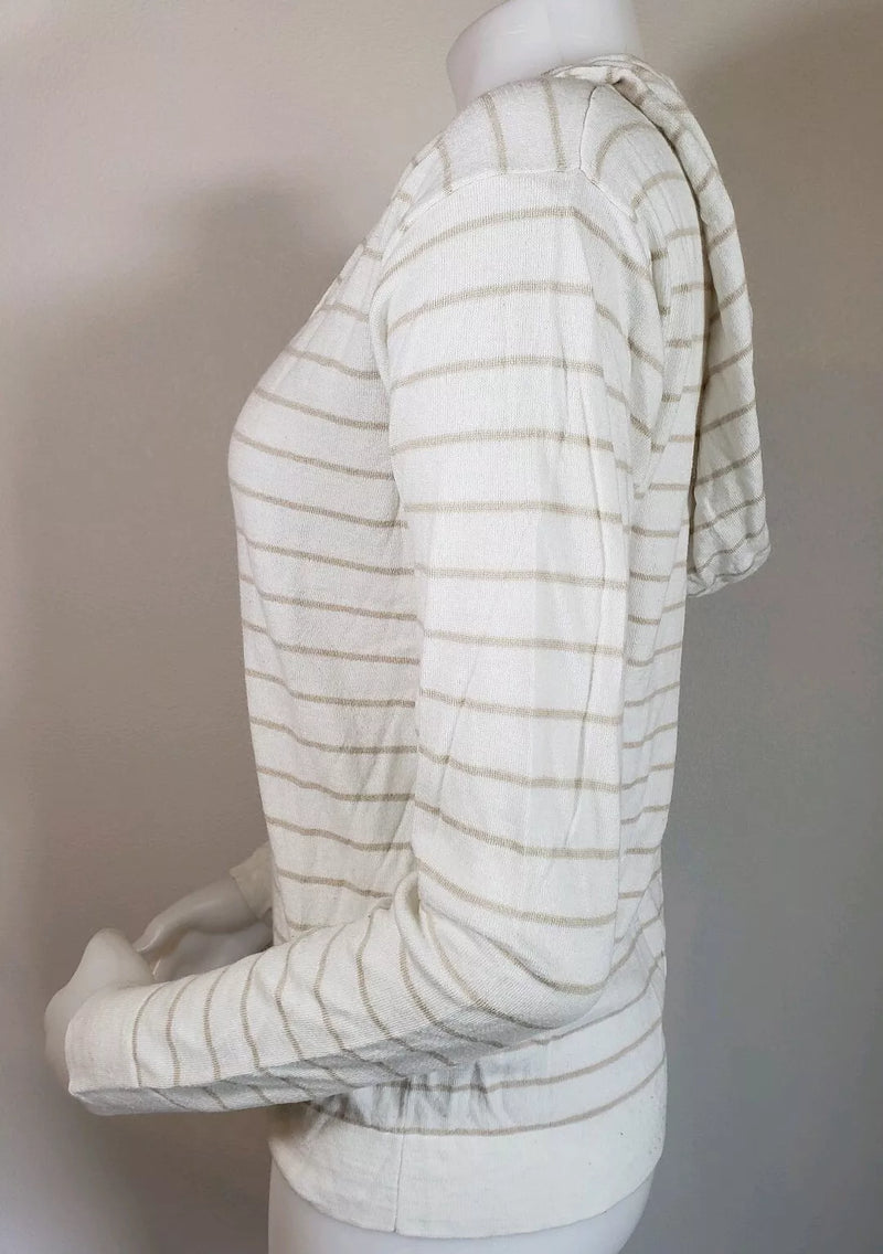 CALVIN KLEIN Performance Drawstring Tie Striped Hooded Shirt Women's