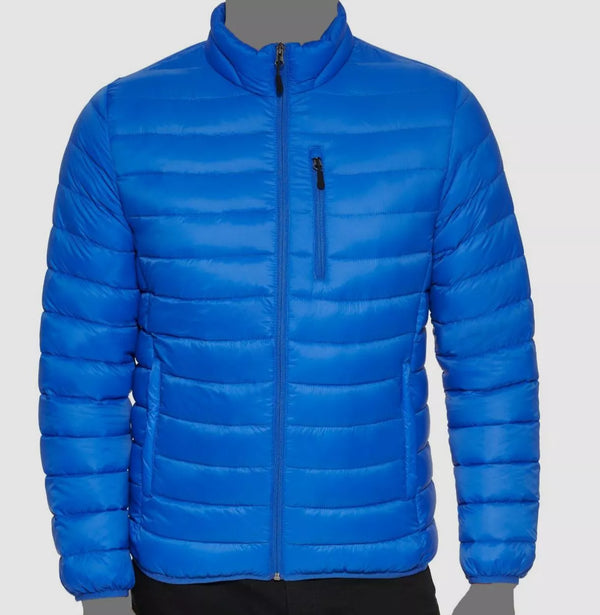 BENETTON Men's Blue Packable Down Full-Zip Quilted Puffer Jacket