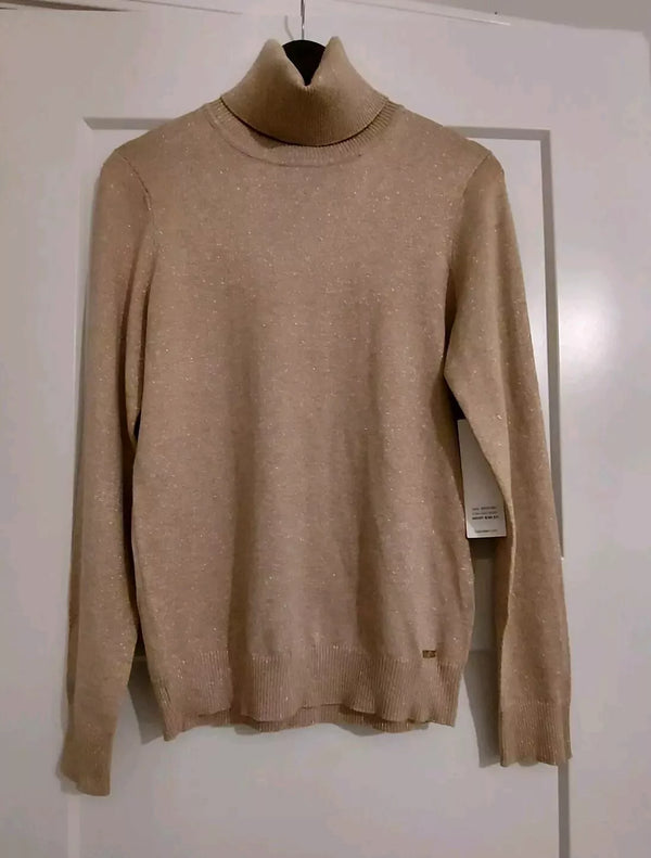 Calvin Klein Women's Silver / Gold  Sparkle Turtleneck Sweater