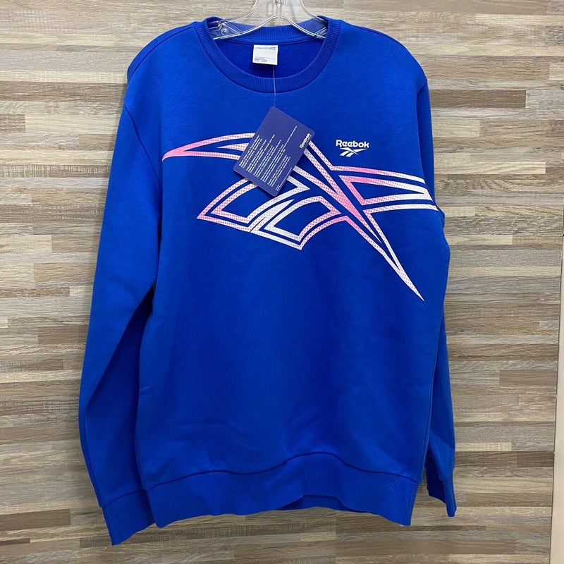 Reebok Unisex Medium Blue Graphic Sweatshirt Pullover, NWT