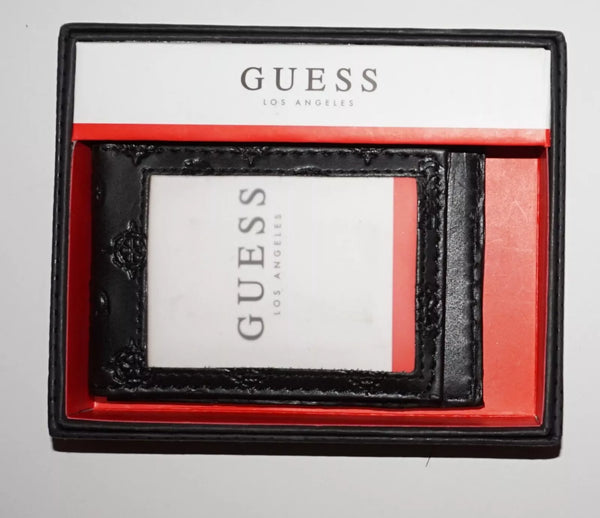 Guess Magnetic Front Pocket ID Holder Bifold Wallet Embossed Valet Gift Box