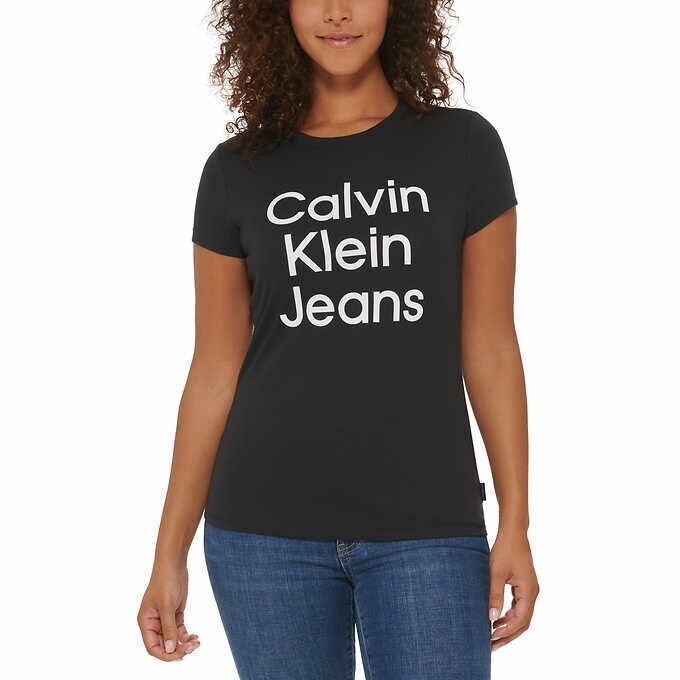 CALVIN KLEIN JEANS Black White Logo Tee Shirt Womens