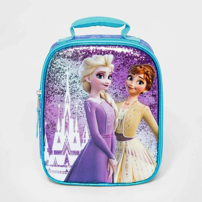 Bioworld Disney Frozen 2 Glittery Lunch Tote BPA Free Insulated Zipper Closure