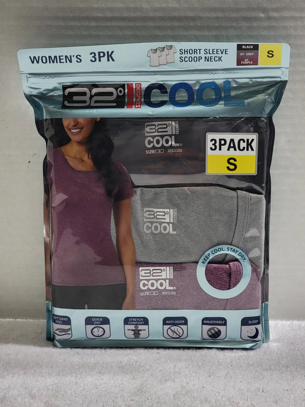 32 DEGREES 3 PACK ASST. WOMEN'S SHORT SLEEVE SCOOP NECK