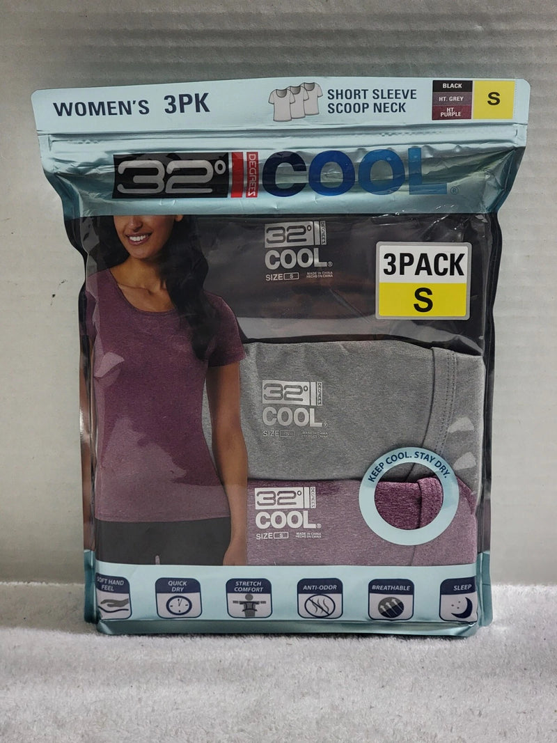 32 DEGREES 3 PACK ASST. WOMEN'S SHORT SLEEVE SCOOP NECK