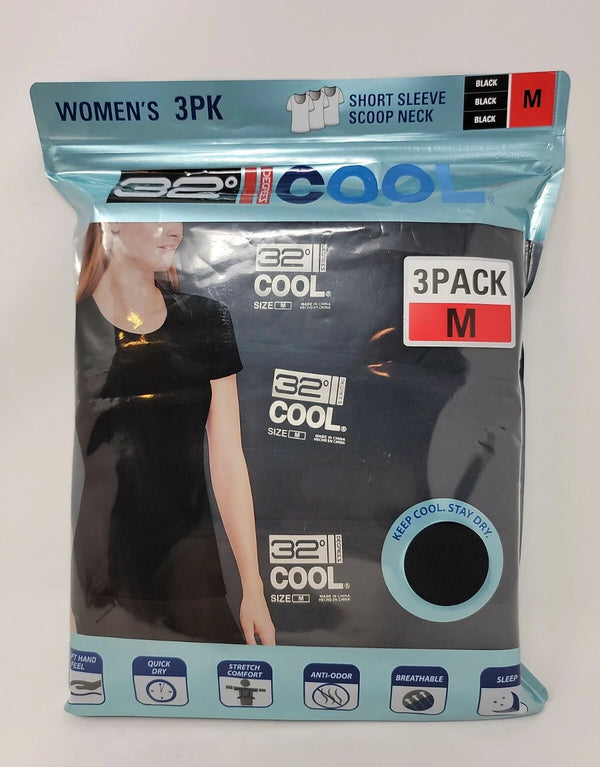 32 Degrees Cool Women Short Sleeve Scoop Neck Tee-Black