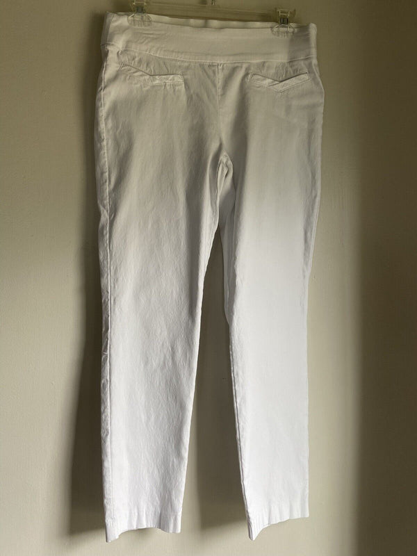 Ophelia Roe Pants White Size Small Pull up Slim Slacks Wide Elastic Waist