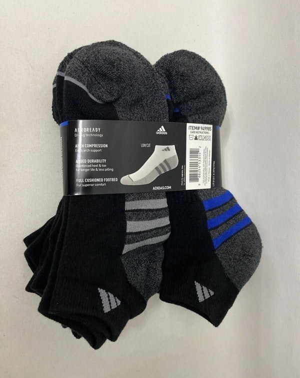adidas Men's Performance Low Cut Socks - Black, Shoe Size 6-12 (6 Pairs)