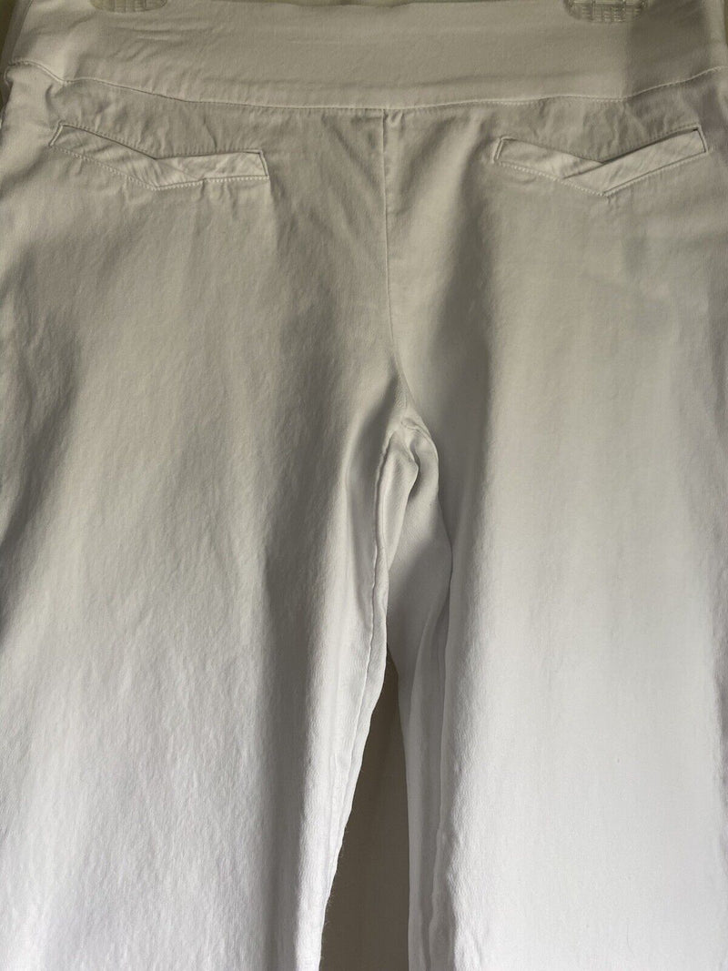 Ophelia Roe Pants White Size Small Pull up Slim Slacks Wide Elastic Waist