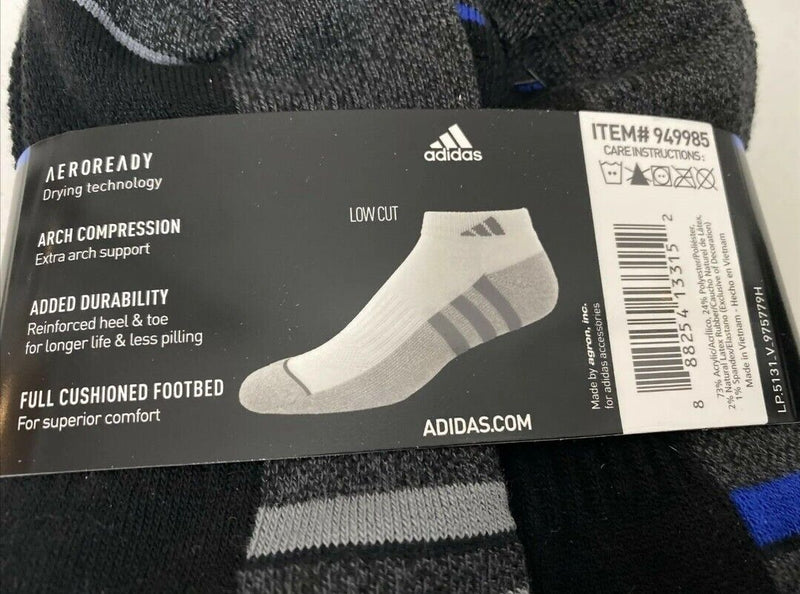 adidas Men's Performance Low Cut Socks - Black, Shoe Size 6-12 (6 Pairs)