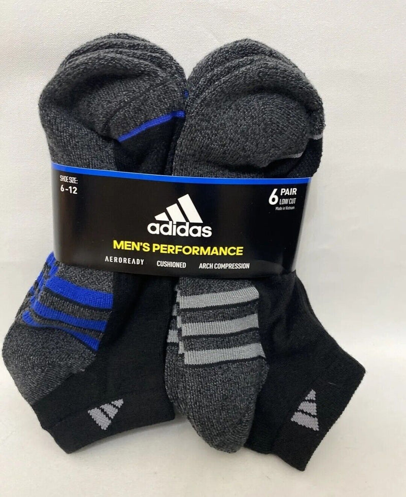 adidas Men's Performance Low Cut Socks - Black, Shoe Size 6-12 (6 Pairs)