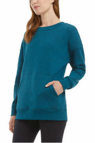 Danskin Women Fleece Pullover Pocket Crewneck Sweater