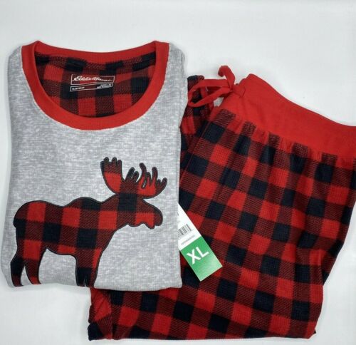 Women's Size XL Eddie Bauer Pajamas Holiday Christmas Family Sleep Set Moose New