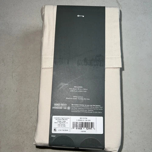 Threshold 300 Thread Count Ultra Soft Flat Sheet True Khaki Queen