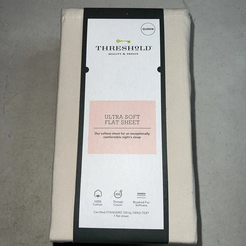 Threshold 300 Thread Count Ultra Soft Flat Sheet True Khaki Queen