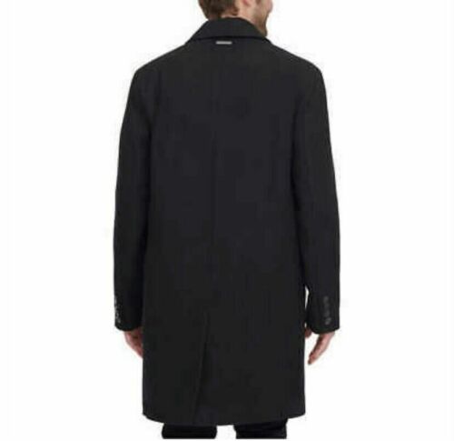 ANDREW MARC NEW YORK Men's Wool Blend 3/4 Trench Overcoat, BLACK NWT