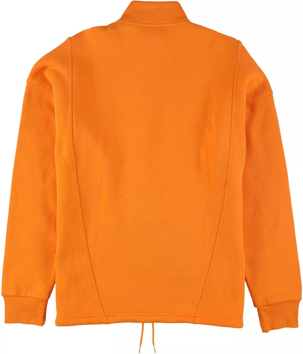 Reebok Mens Quarter Zip Drawcord Hem Sweatshirt, Orange,